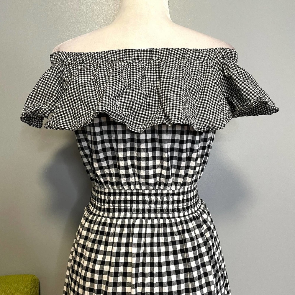 Rachel Roy Ava Black White Gingham Ruffle Off the Shoulder Dress - Picture 7 of 7